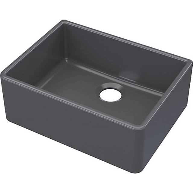 595mm - Fireclay Kitchen Single Bowl Butler Sink  - Soft Black