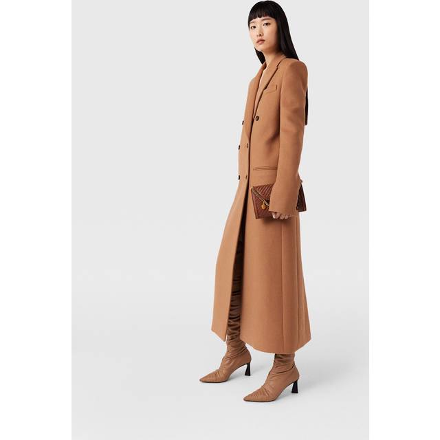 Stella Mccartney Womens New Camel Double-breasted Peak-lapels Relaxed-fit Wool Coat 8 - NEW CAMEL