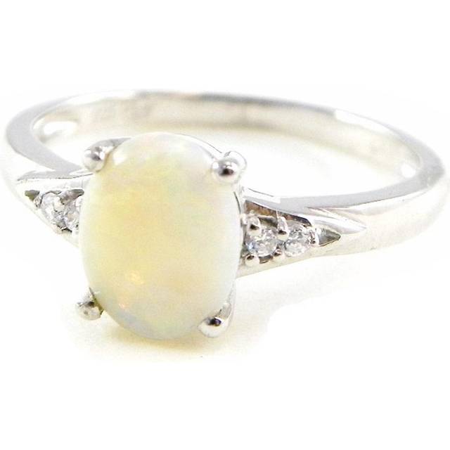 White 'Opal Goddess' Silver Ring 58 white