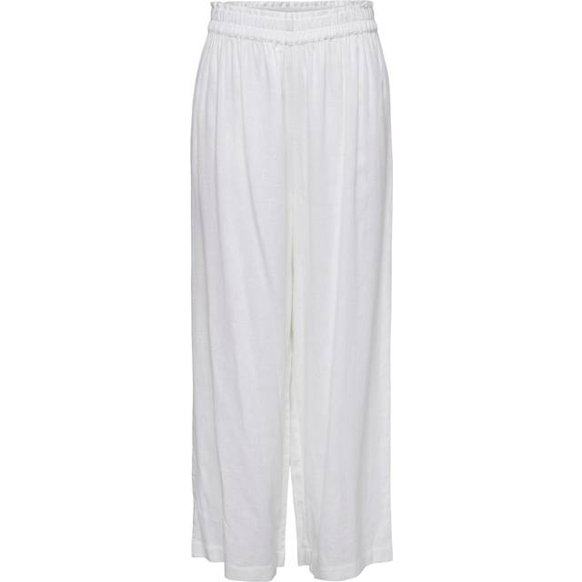 Women's high-waisted linen blend Trousers Only Tokyo - Blanc