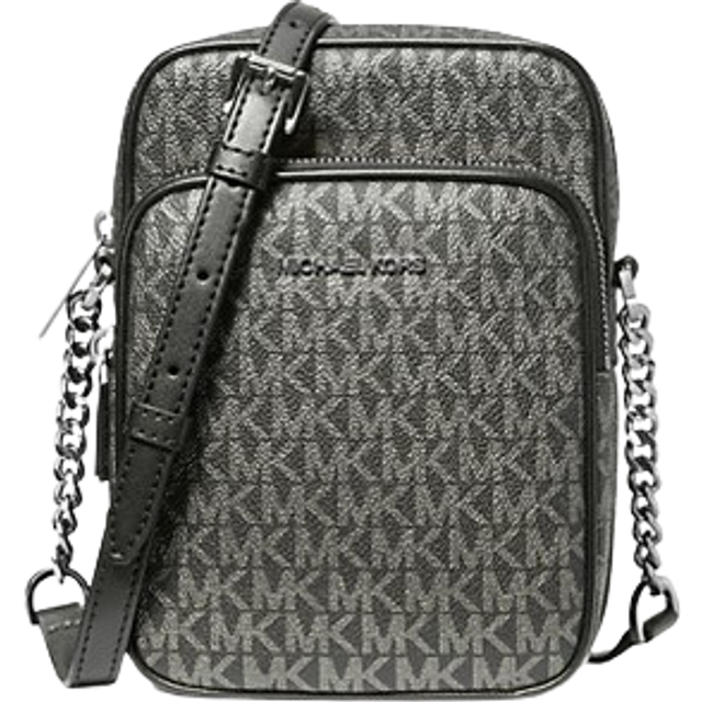 Womens Chain Crossbody Bag with Inner Pockets and Slip Pocket - Black - One Size