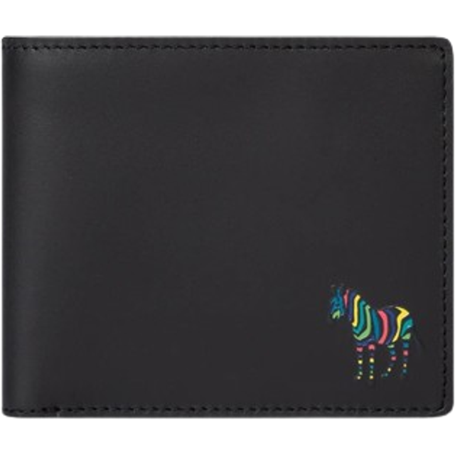 PS Paul Smith Black 'Zebra' Leather Billfold And Coin Wallet - One Size