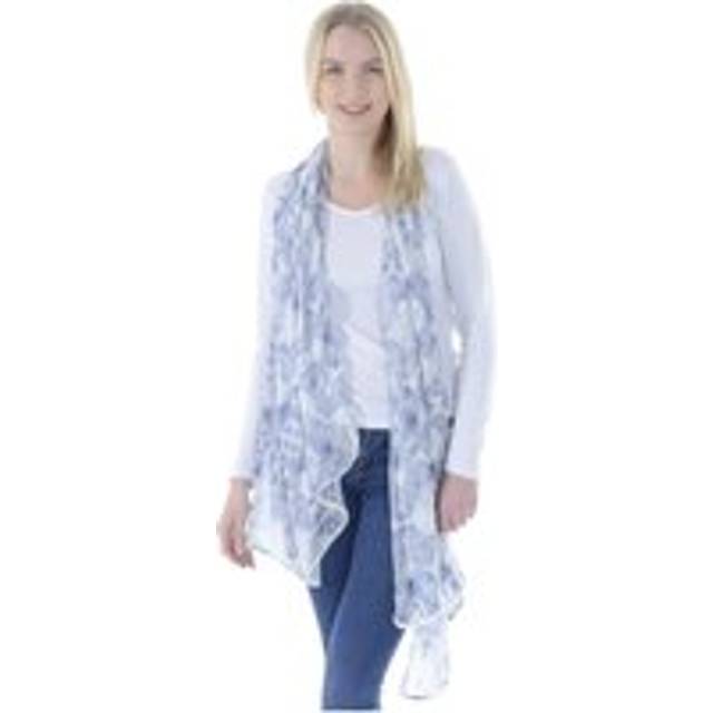 Womens Lightweight Sheer Summer Scarf Blue Butterfly Print