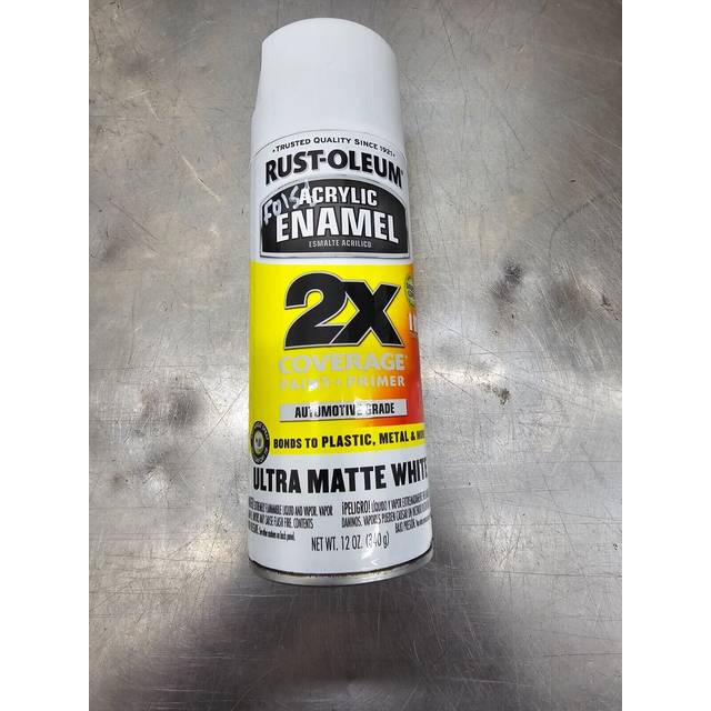 Rust-Oleum 372700 Acrylic Enamel 2X Spray Paint  12 oz  Ultra Matte Wh