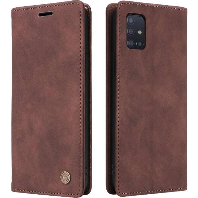 (Brown) Flip Case for Samsung Galaxy A51 Leather Case Wallet Shockproof Flip Cover Simple Business