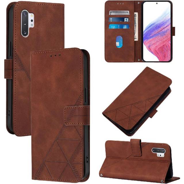 (Brown) Case for Samsung Galaxy Note 10 Plus Wallet Cover Pu Leather Credit Card Holder Flip Folio Book Protective