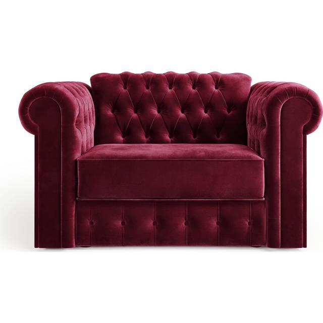 Jay-Be Chesterfield Velvet Cuddle Chair Sofa Bed - Burgundy