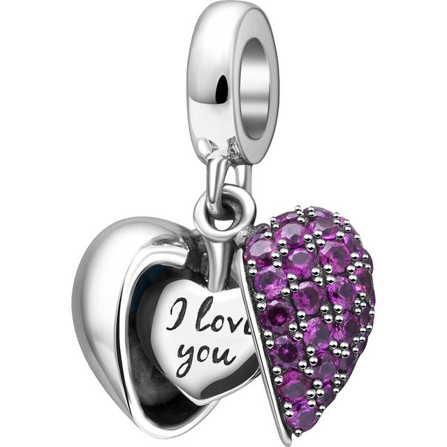 I Love You Pendant Charms 925 Sterling Silver Heart Dangle Bead fit Pandora Charm Bracelet Christmas Gifts for Wife Girlfriend Valentine&#39;s Day