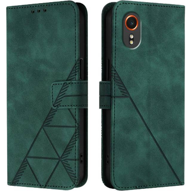 (Green) Case for Samsung Galaxy Xcover 7 Flip Folio Book Protective Credit Card Holder Pu Leather Wallet Cover
