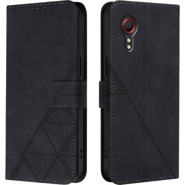 (Black) Case for Samsung Galaxy Xcover 5 Credit Card Holder Pu Leather Wallet Cover Flip Folio Book Protective
