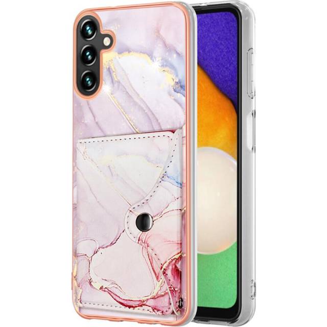 (Pink) Case for Samsung Galaxy A14 5g Soft Tpu Bumper Slim Wallet Marble Card Slots