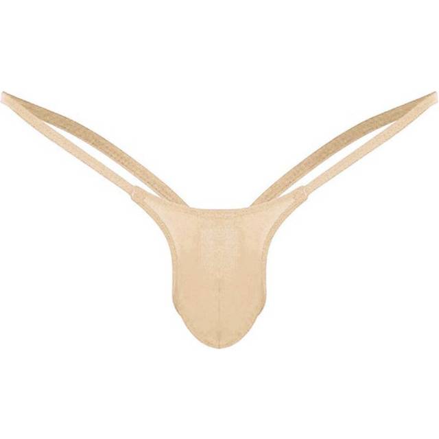 (Khaki, 2XL) Open Back Mens Underpants Low Waist Briefs G-string Thong Underwear
