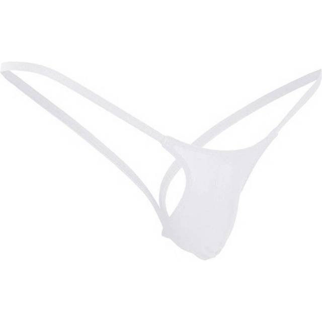 (White, M) Open Back Mens Underpants Low Waist Briefs G-string Thong Underwear