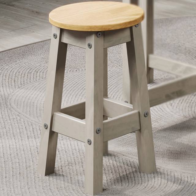 Corona Grey Low Round Breakfast Stools (pair)