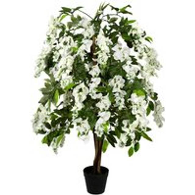 Premium Artificial White Wisteria Tree, Lifelike UV-Protected Potted Plant, Maintenance-Free, Indoor & Outdoor Decor (4ft/130cm)