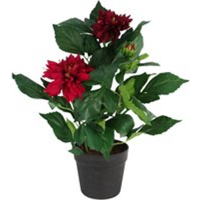 Leaf 50Cm Artificial Dhalia Plant Red, Red