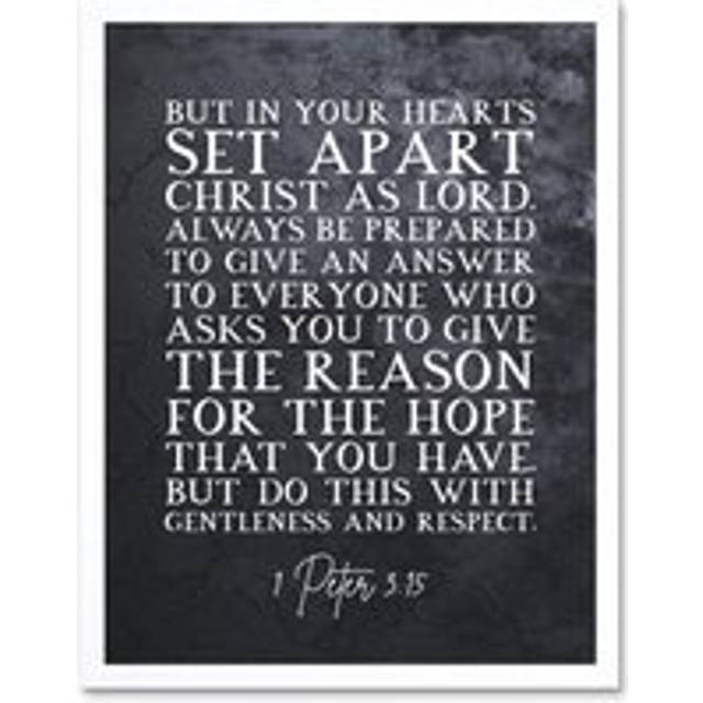 Wall Art Print 1 Peter 3:15 Set Apart Christ As Lord Christian Bible Verse Quote Scripture Typography Art Framed - White - W12 inch x H16 inch