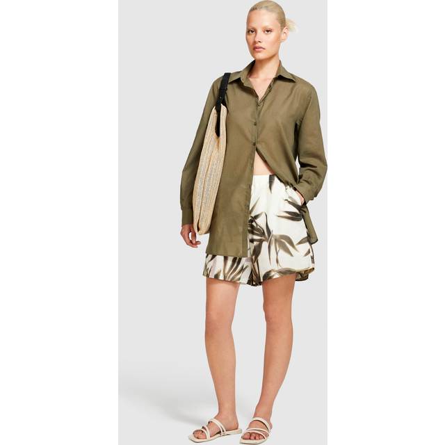 SISLEY Leaf Print Cotton Muslin Shorts, Multi