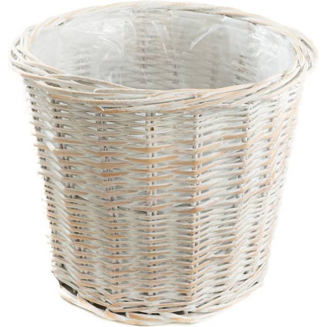Round Wicker Storage Basket with Lining for Planter - Brush White (26&#39;&#39; H x 30&#39;&#39; W x 30&#39;&#39; D)