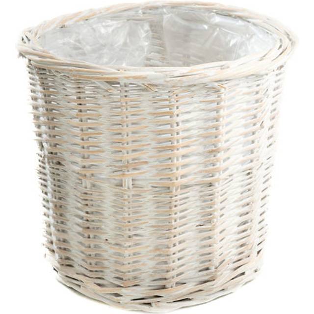 Round Wicker Storage Basket with Lining for Planter - Brush White (20&#39;&#39; H x 22&#39;&#39; W x 22&#39;&#39; D)