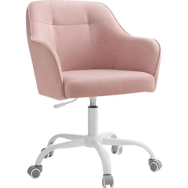 Modern Adjustable Office Chair with Armrest, Jelly Pink / Cotton-Linen Fabric