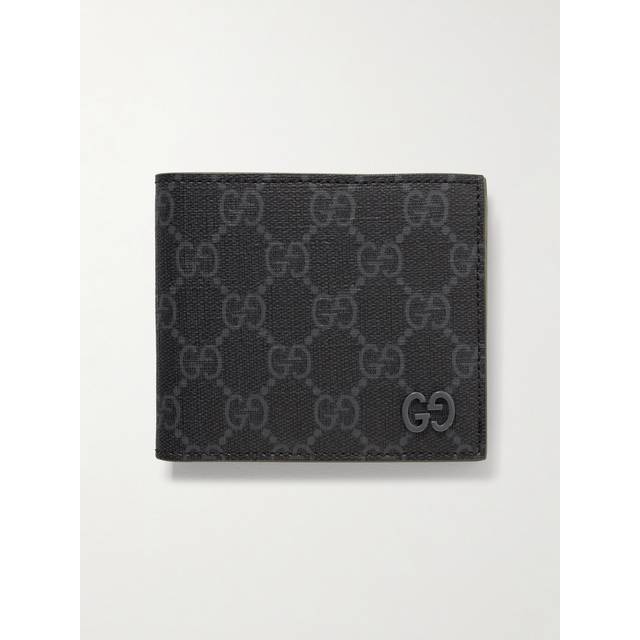 Gucci - GG Supreme Monogrammed Coated-Canvas and Pebble-Grain Leather Billfold Wallet - Men - Black