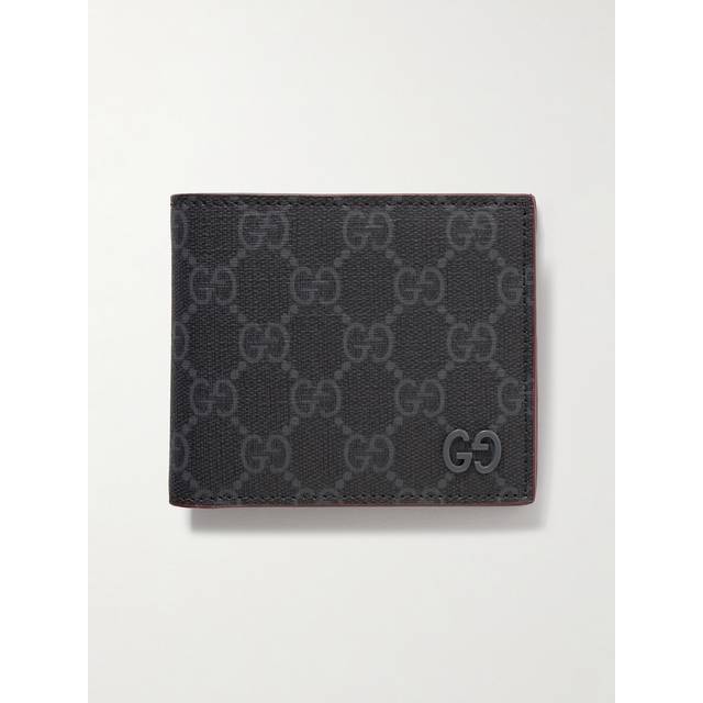 Gucci - GG Supreme Monogrammed Coated-Canvas and Pebble-Grain Leather Billfold Wallet - Men - Black
