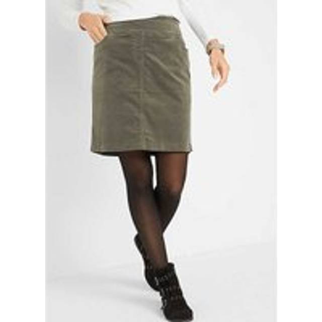 bonprix Embroidered Pocket Cord Skirt - Olive