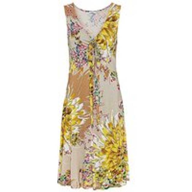 LASCANA Sleeveless V Neck Printed Jersey Dress - Sand Print