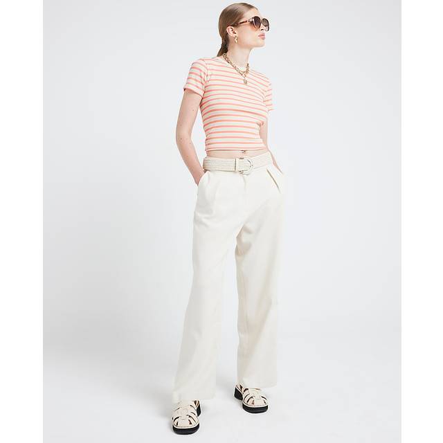 River Island Womens Pink Ribbed Stripe T-Shirt - 16