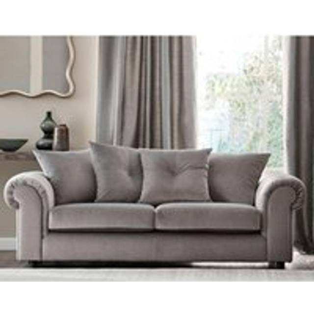 (Blue, 3 & 2 Seater Set) Brooklyn Plush Velvet Fibre 3 & 2 Seater Sofa Set