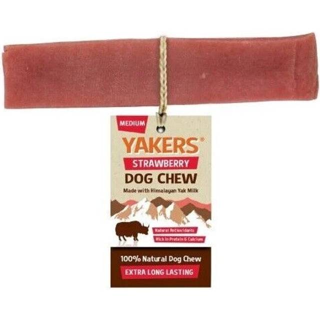 (Medium (20 Pack)) Yakers Himalayan Yak Milk Dog Chew Strawberry Box