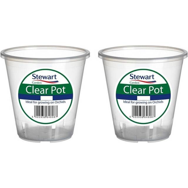 2 Clear Orchid Pots Stewart Plastic Orchid Flower Plant Pot 13cm