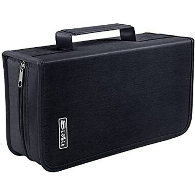 Siveit DVD Case  128 Capacity CD/DVD Case Wallet Binder Storage Holder Booklet for Car Home Office and Travel (White Binder  Black)