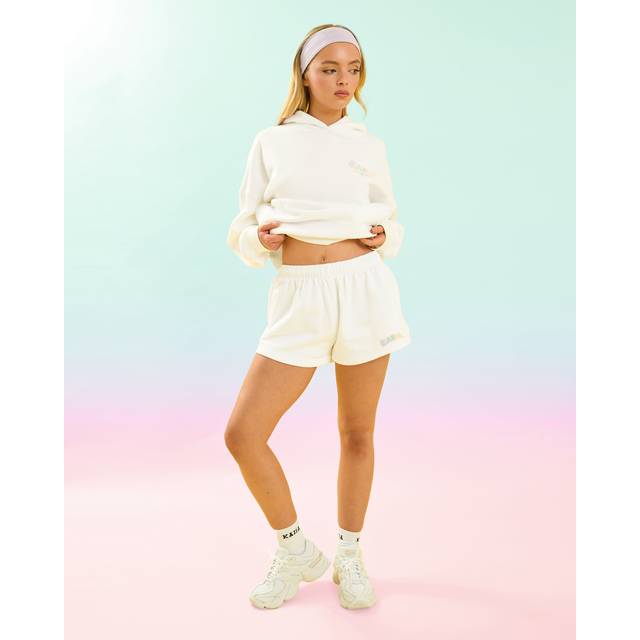 Kaiia Design Bubble Logo Sweat Shorts Off White & Rainbow - cream