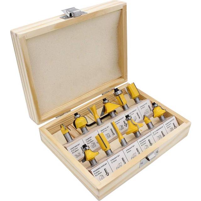 12Pcs 8Mm Shank Tungsten Carbide End Mills, Woodworking Milling Cutter With Door Wood Case