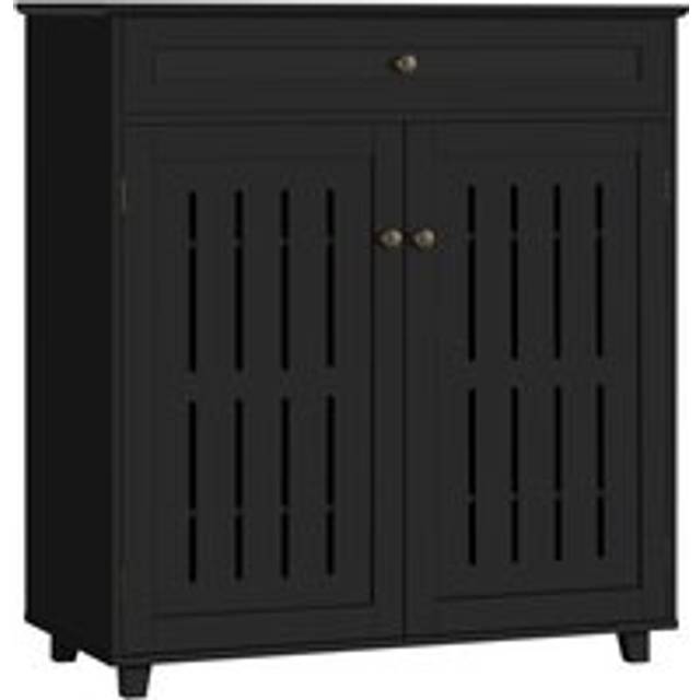 4 Tier Shoe Storage Cabinet 1 Drawer Closed Adjustable Shoes Rack Entryway Hallway Furniture, Black - Yaheetech