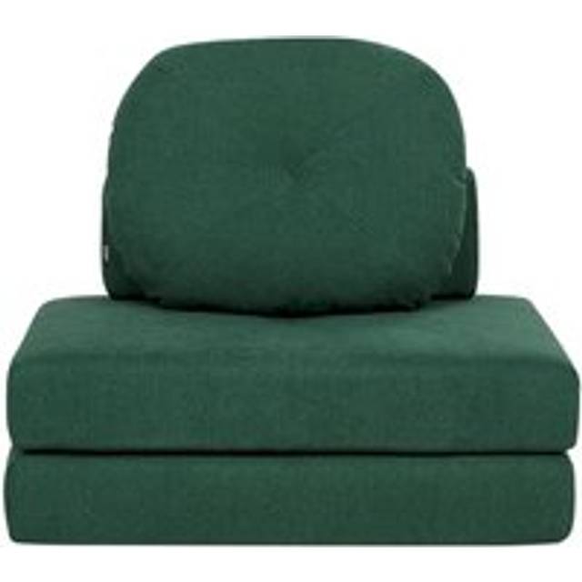 Modern Minimalist 1 Seater Fabric Sofa Pouffe Bed Single Guest Bed with Cushion Dark Green Olden