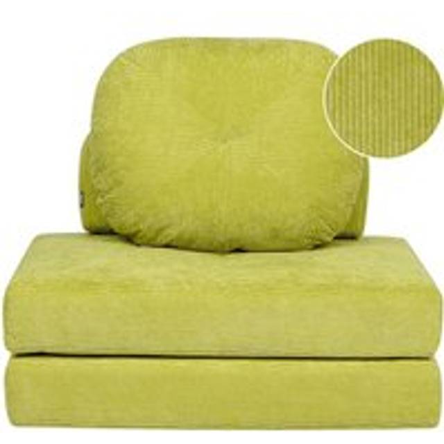 Beliani - Modern Minimalist 1 Seater Jumbo Cord Sofa Pouffe Bed Single Guest Bed with Cushion Light Green Olden