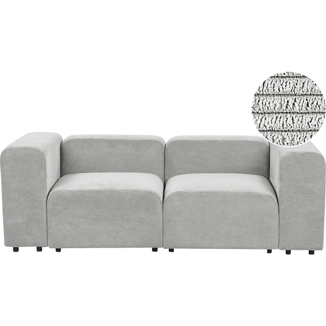 Beliani 2 Seater Modular Corduroy Sofa Grey Falsterbo, Grey