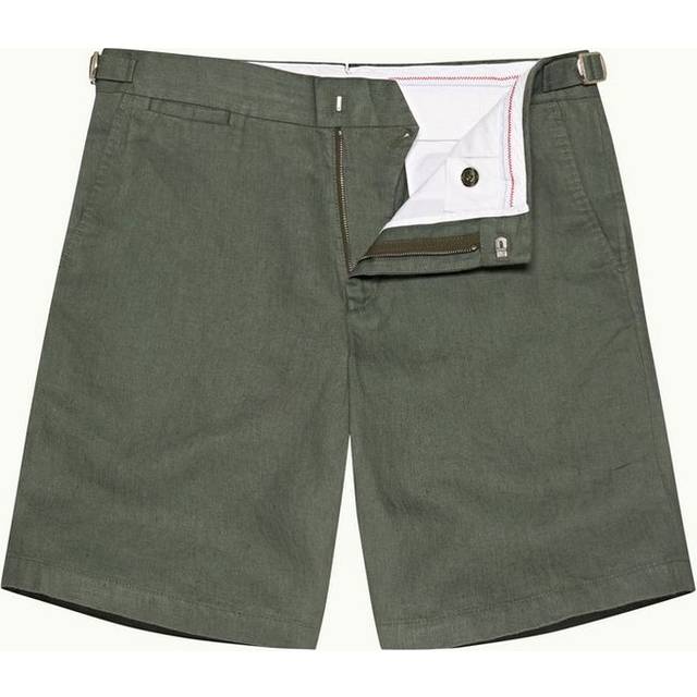 Orlebar Brown Mens Light Kombu Norwich Side-adjuster Linen Shorts 36