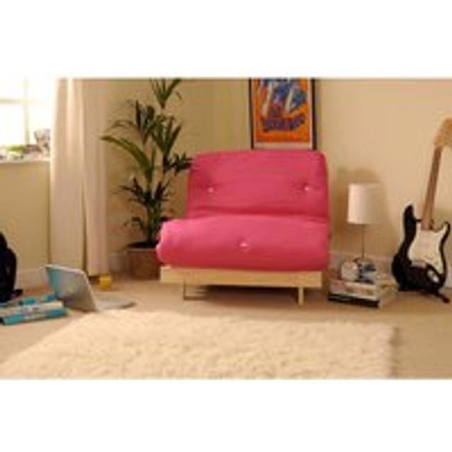 3ft Single Luxury Futon Set With Base and Mattress, Pink