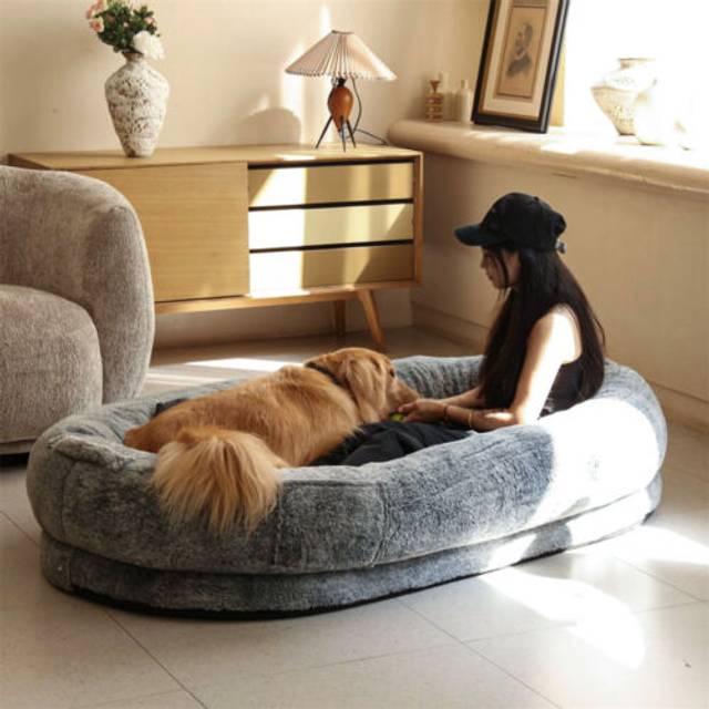 Extra large human size pet dog bed calming mattress sofa sleeping floor cushion