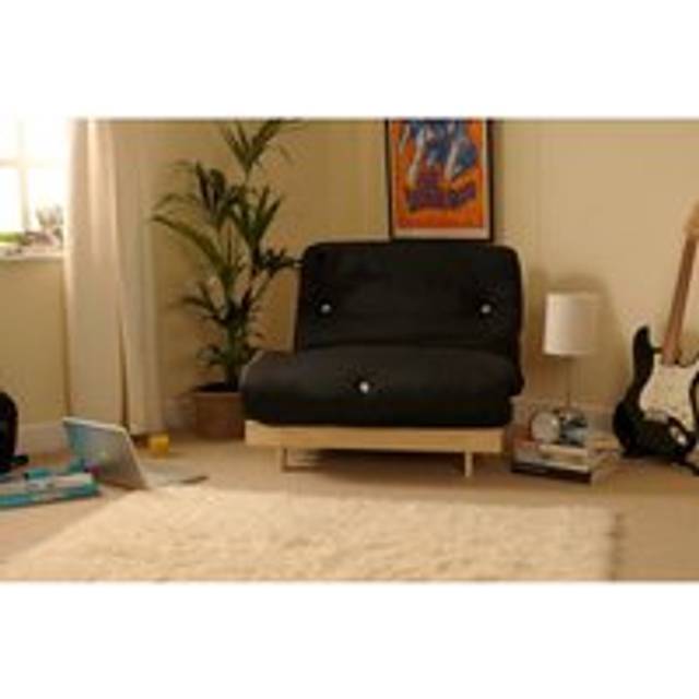 3ft Single Luxury Futon Set With Base and Mattress, Black