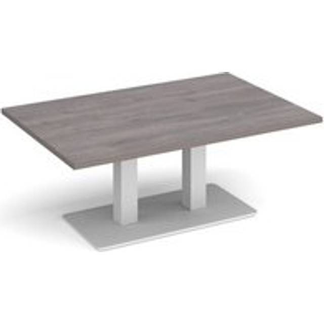 Eros rectangular coffee table with flat white rectangular base and twin uprights 1200mm x 800mm - grey oak