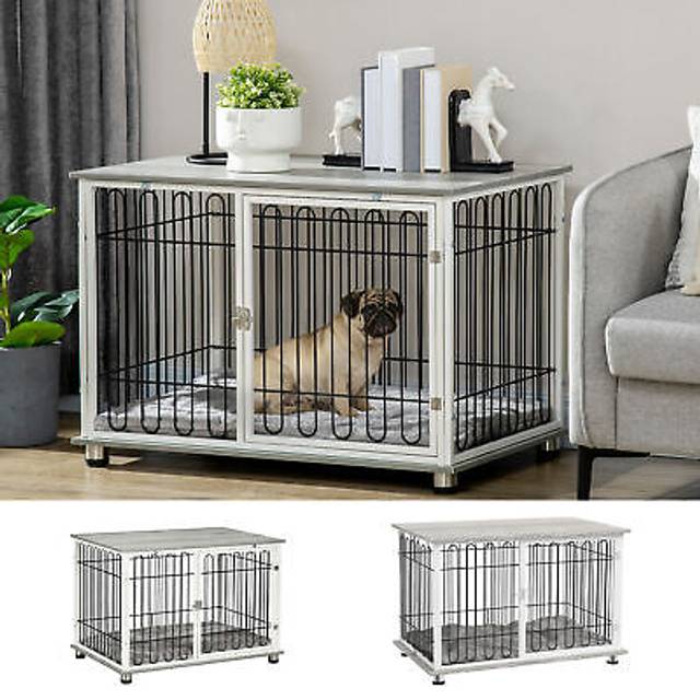 Dog crate furniture, indoor dog kennel w/ washable cushion