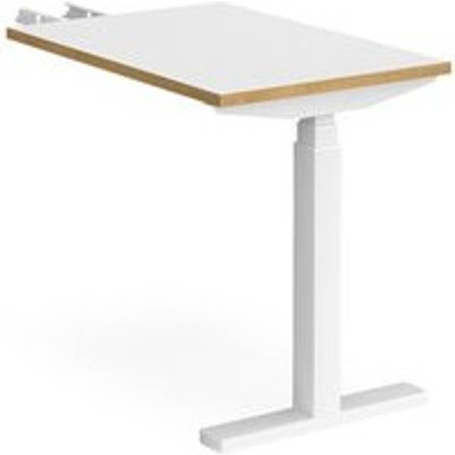Height Adjustable Desk | Rectangular Desk With Return 600mm | White/Oak Tops With White Frames | Elev8 Touch