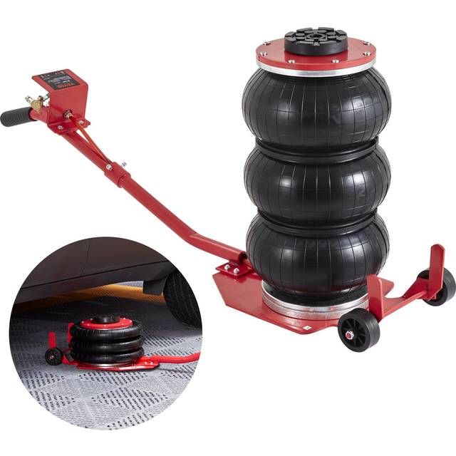 VEVOR Air Jack, 3 Ton/6600 lbs Triple Bag Air Jack, Airbag Jack with Six Steel Pipes, Lift up to 17.7 inch/450 mm, 3-5 s Fast Lifting Pneumatic Jack, with Long Handles for Cars, Garages, Repair, (Red)