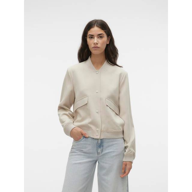 Women's Vero Moda Amala Short Jacket Silver Lining - Cream - Size: 18/16