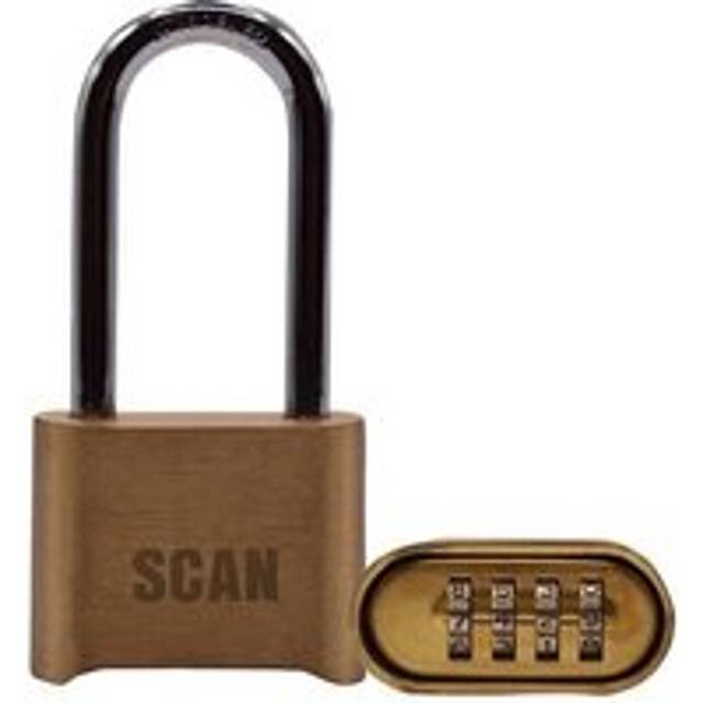 Scan - ZA116-1L Brass Combination Padlock 50mm Long Shackle scaplbcomls